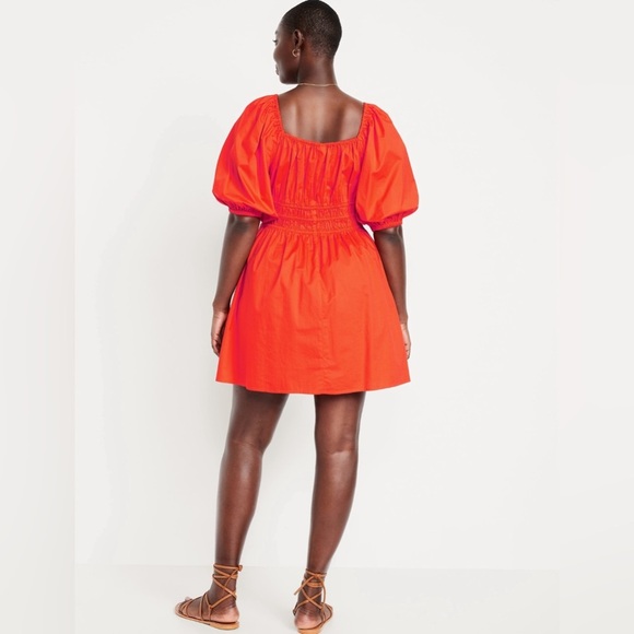 NWT! Old Navy Darling Clementine Waist-Defined Puff-Sleeve Mini Dress - Size XL - Picture 5 of 10